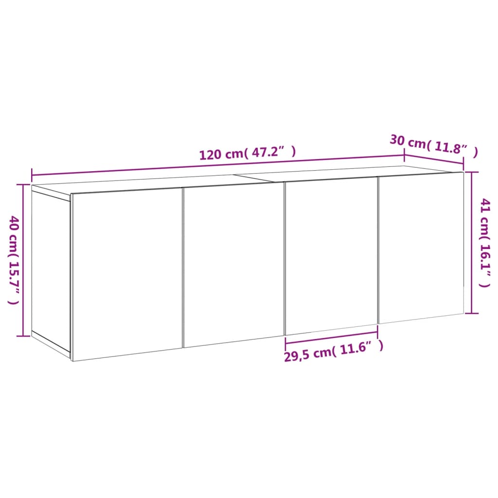 vidaXL TV skříňky nástěnné 2 ks kouřový dub 60 x 30 x 41 cm