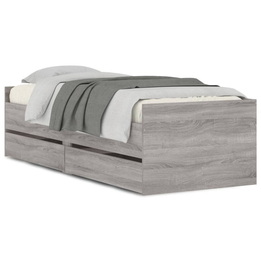 vidaXL Rám postele se zásuvkami šedý sonoma 100 x 200 cm