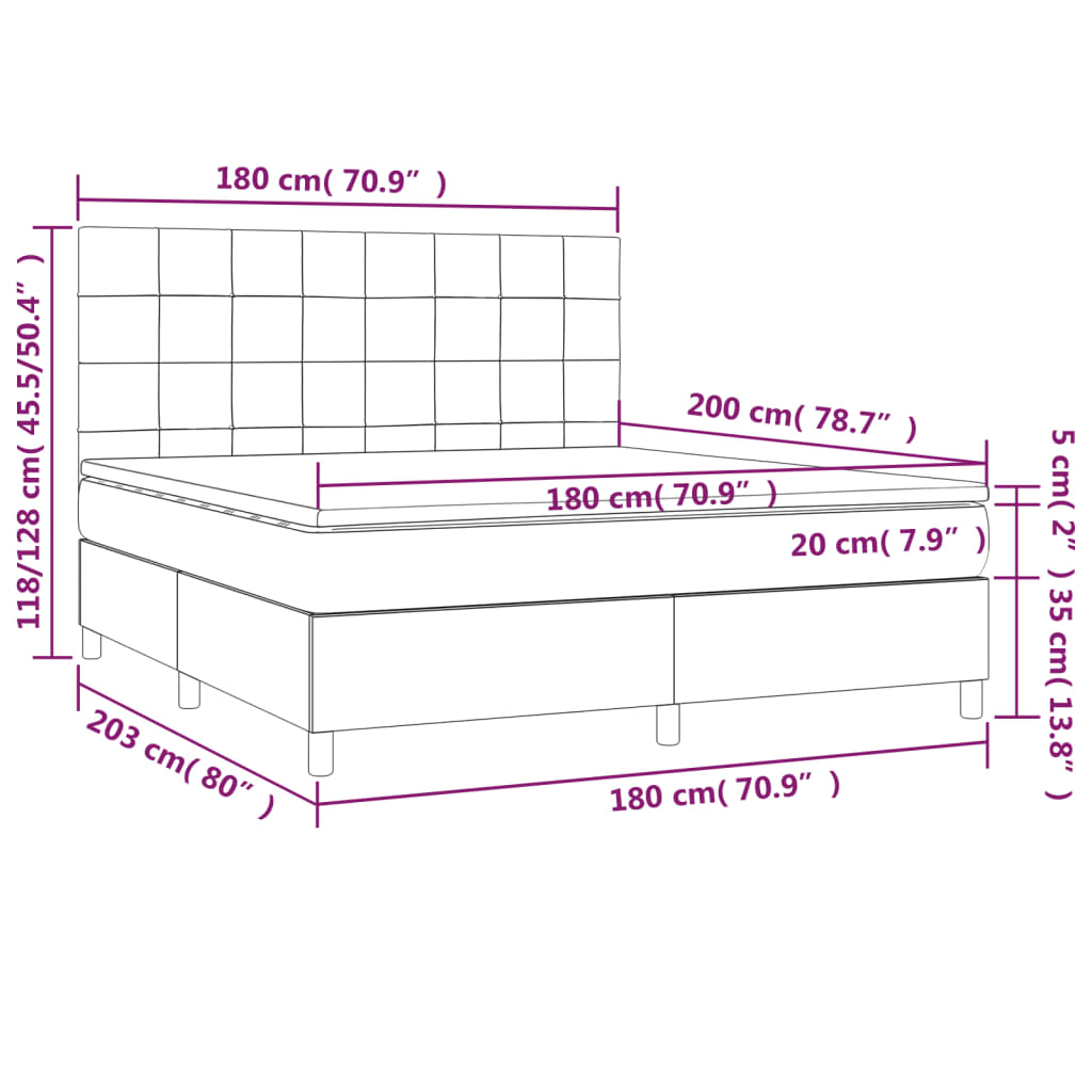 vidaXL Box spring postel s matrací světle šedá 180 x 200 cm textil