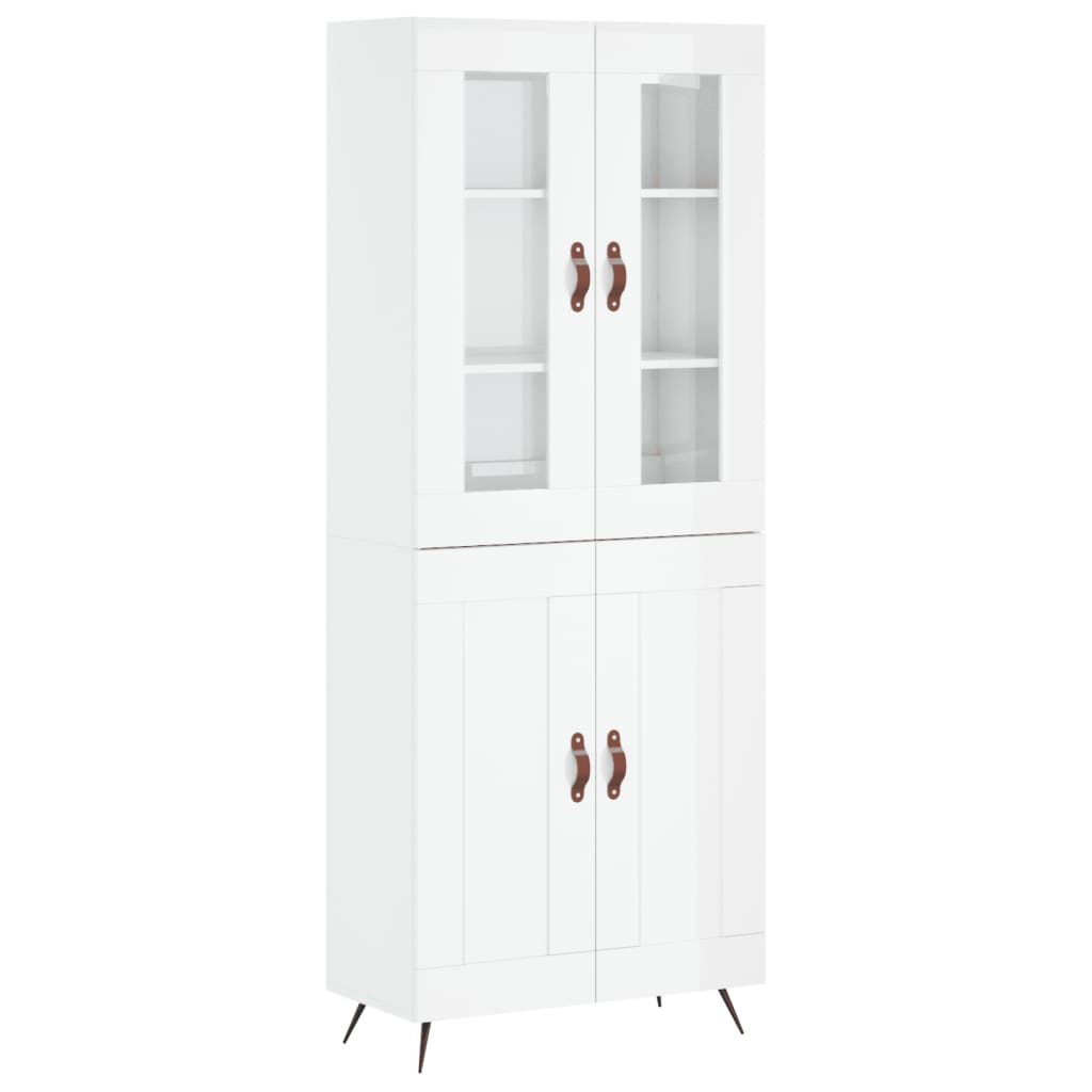 vidaXL Skříň highboard lesklá bílá 69,5 x 34 x 180 cm kompozitní dřevo