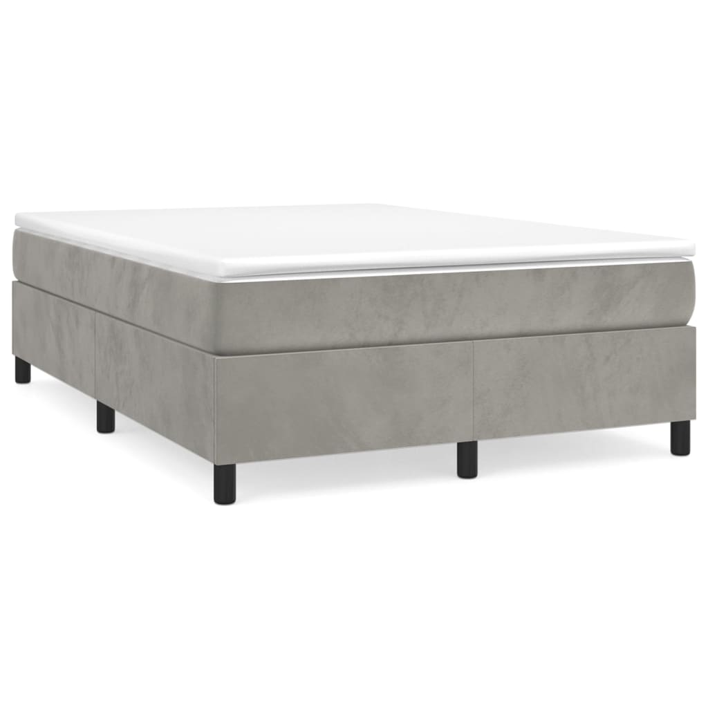 vidaXL Box spring postel s matrací světle šedá 140x200 cm samet