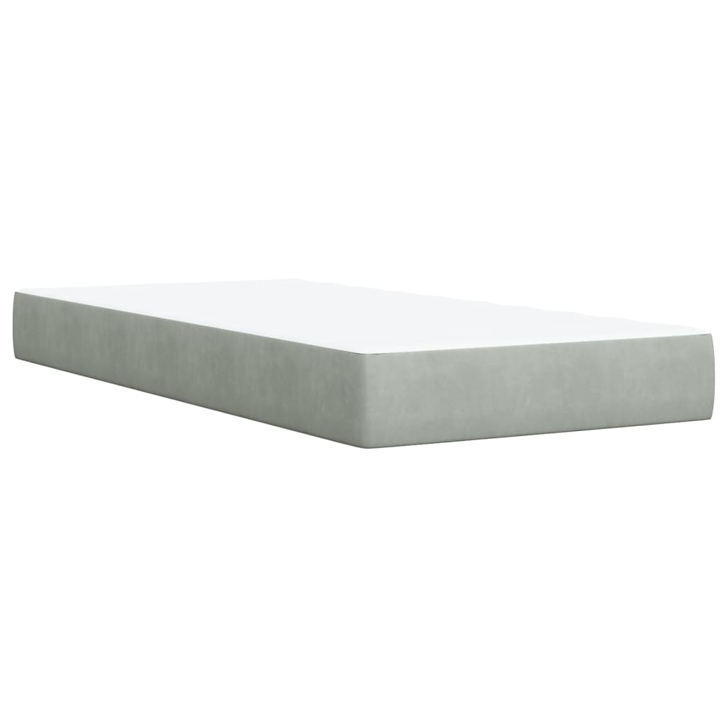 vidaXL Box spring postel s matrací světle šedá 90x200 cm samet