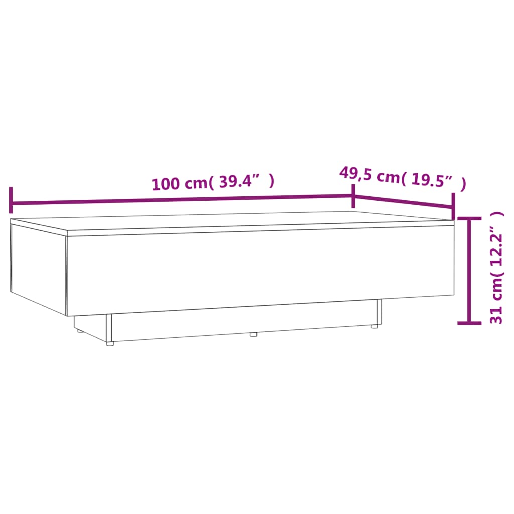 vidaXL Konferenční stolek kouřový dub 100x49,5x31 cm kompozitní dřevo