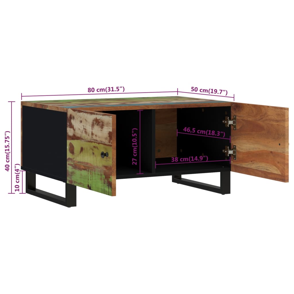 vidaXL Konferenční stolek 80 x 50 x 40 cm recyklované dřevo a kompozit