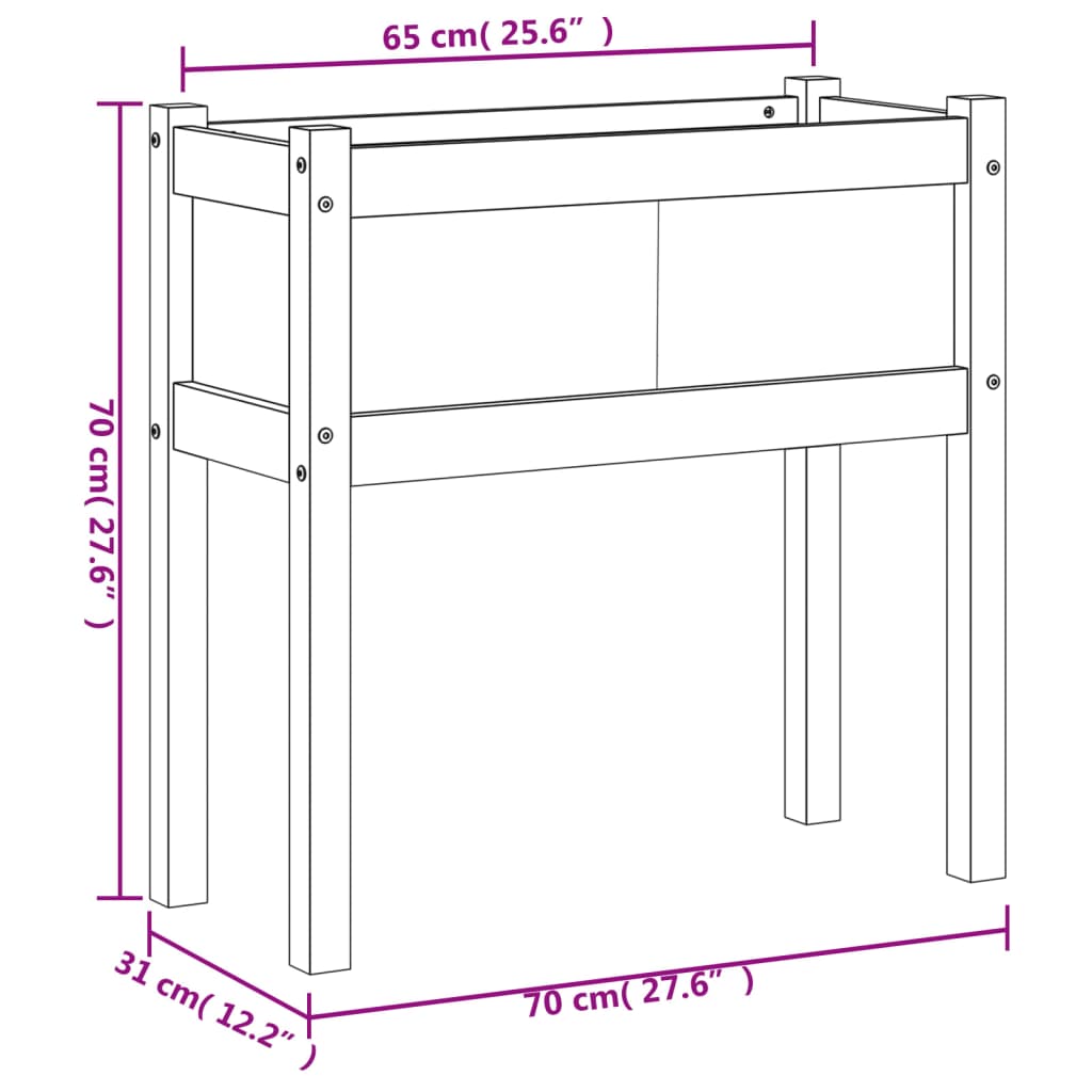 vidaXL Zahradní truhlík s nohami voskově hnědý 70x31x70 cm borovice