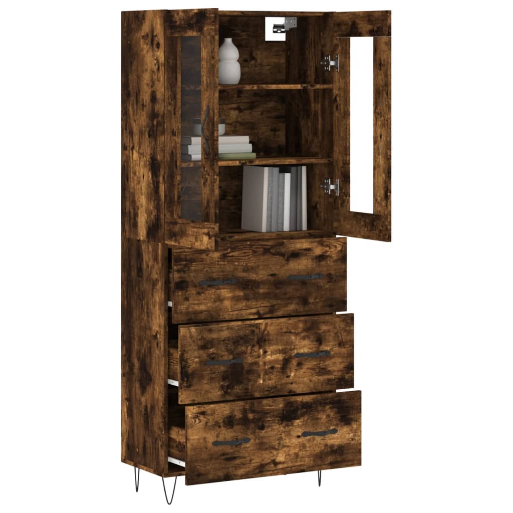 vidaXL Skříň highboard kouřový dub 69,5 x 34 x 180 cm kompozitní dřevo