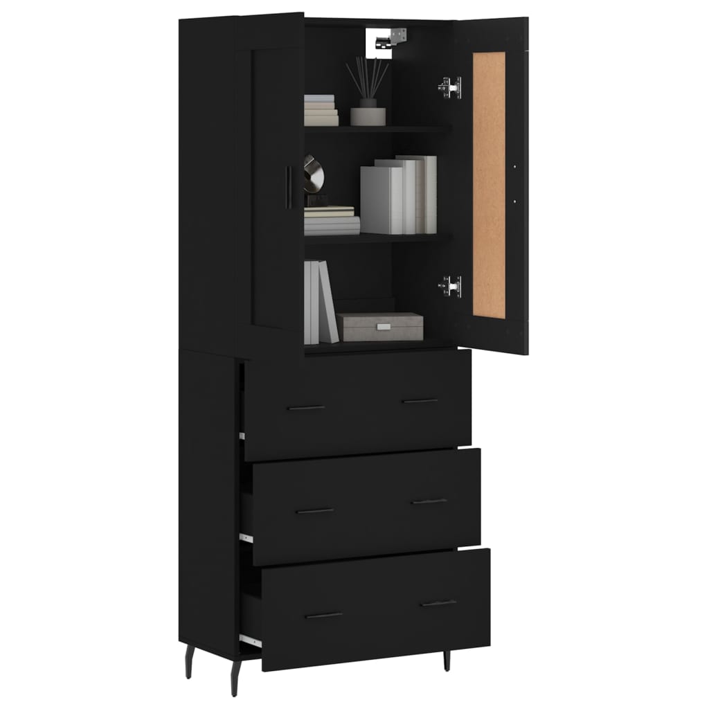 vidaXL Skříň highboard černá 69,5 x 34 x 180 cm kompozitní dřevo