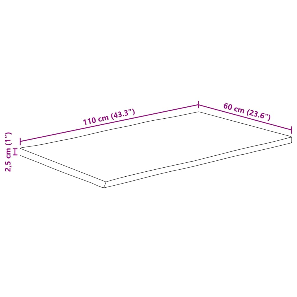 vidaXL Stolní deska 110 x 60 x 2,5 cm živá hrana mangovníkové dřevo