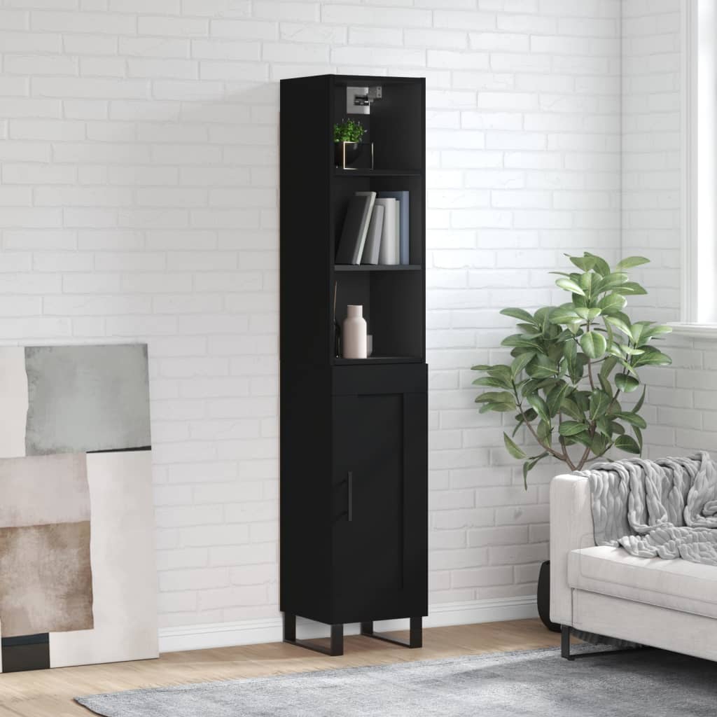 vidaXL Skříň highboard černá 34,5 x 34 x 180 cm kompozitní dřevo