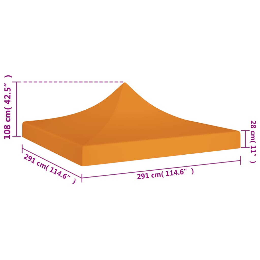 vidaXL Střecha k party stanu 3 x 3 m oranžová 270 g/m²