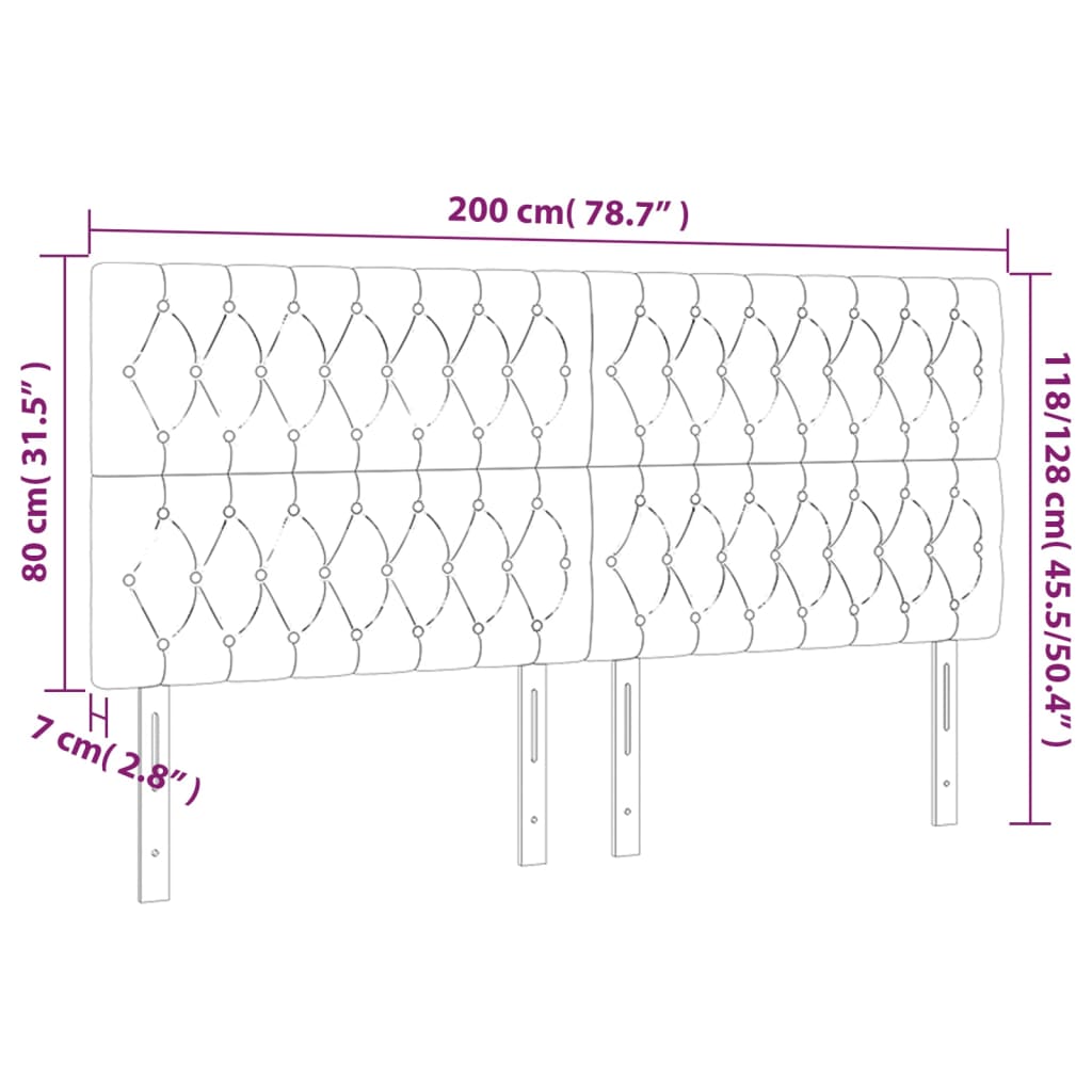 vidaXL Čelo postele s LED tmavě šedé 200x7x118/128 cm textil