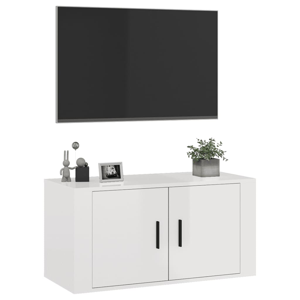 vidaXL Nástěnná TV skříňka bílá s vysokým leskem 80 x 34,5 x 40 cm