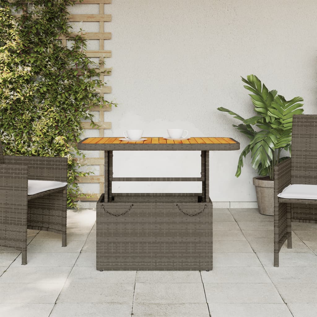 vidaXL Zahradní stolek šedý 90 x 55 x 71 cm polyratan a akácie