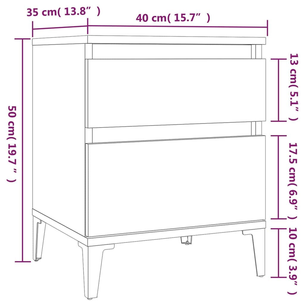 vidaXL Noční stolky 2 ks dub sonoma 40x35x50 cm