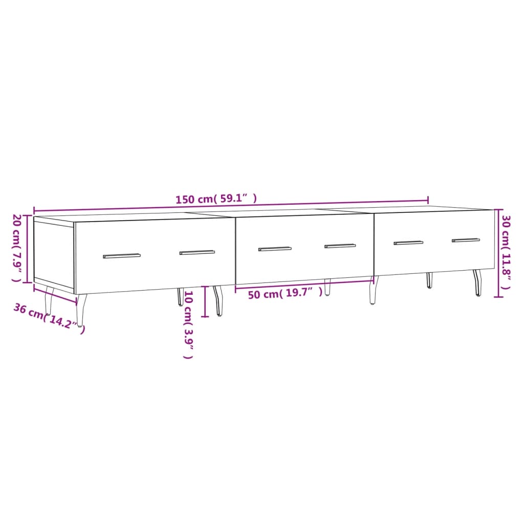 vidaXL TV skříňka šedá sonoma 150 x 36 x 30 cm kompozitní dřevo