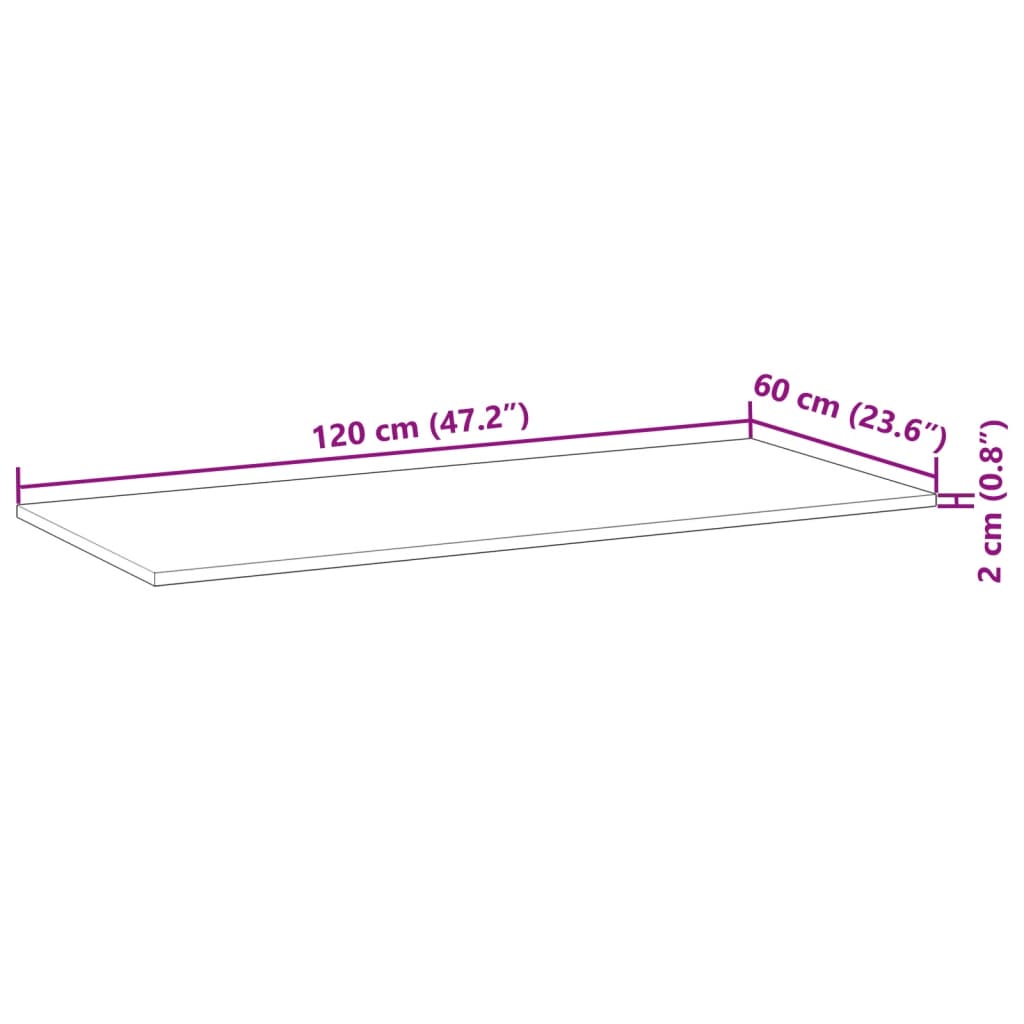 vidaXL Koupelnová deska neošetřená 120x60x2 cm masivní akáciové dřevo