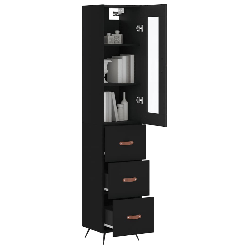 vidaXL Skříň highboard černá 34,5 x 34 x 180 cm kompozitní dřevo