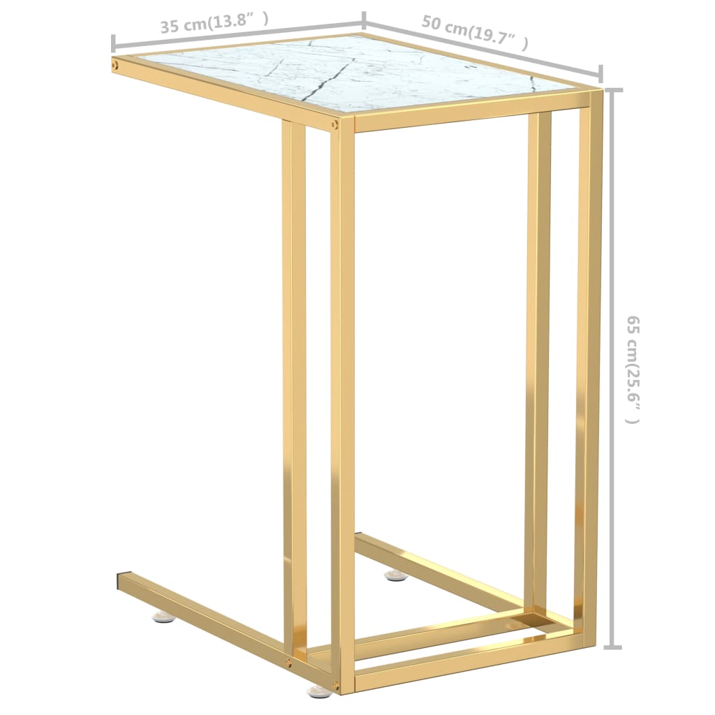 vidaXL Stolek na notebook bílý mramor 50 x 35 x 65 cm tvrzené sklo