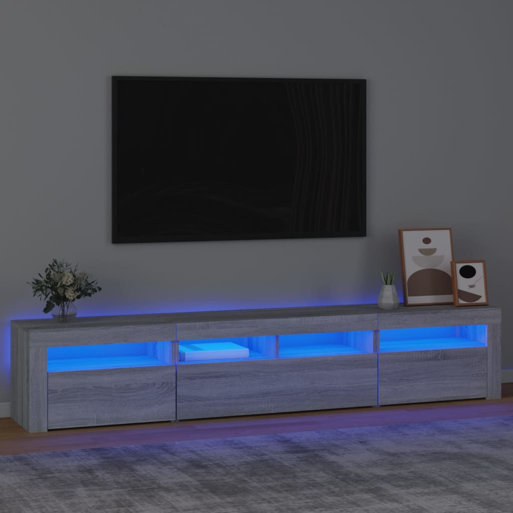 vidaXL TV skříňka s LED osvětlením šedá sonoma 210 x 35 x 40 cm