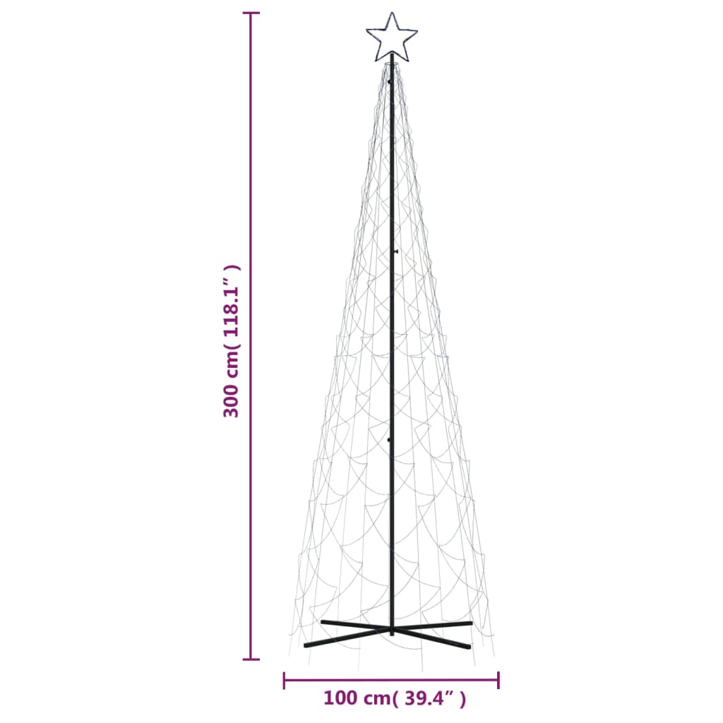 vidaXL Vánoční stromek kužel 500 modrých LED diod 100 x 300 cm