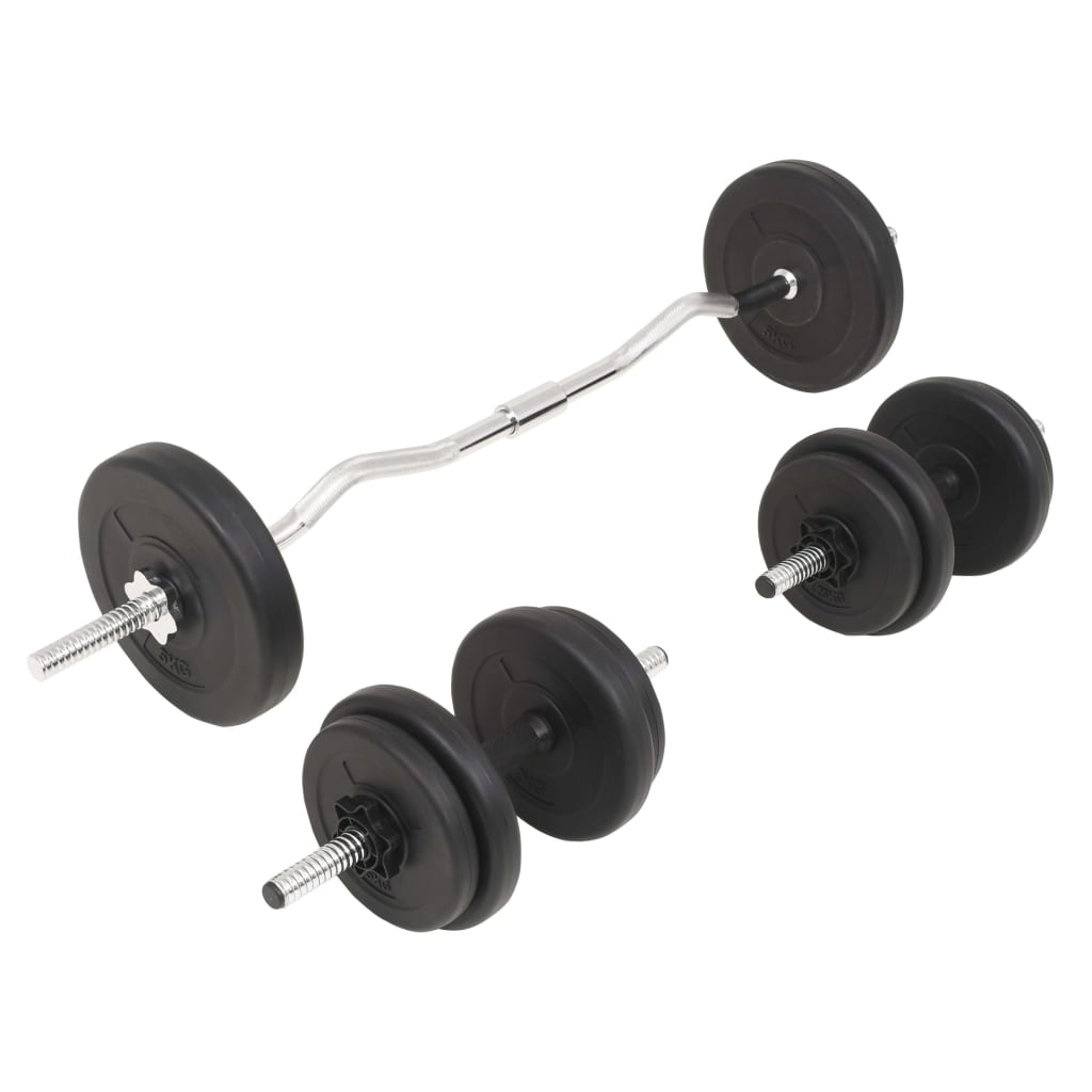 vidaXL Sada činek barbell a dumbbell, 30 kg