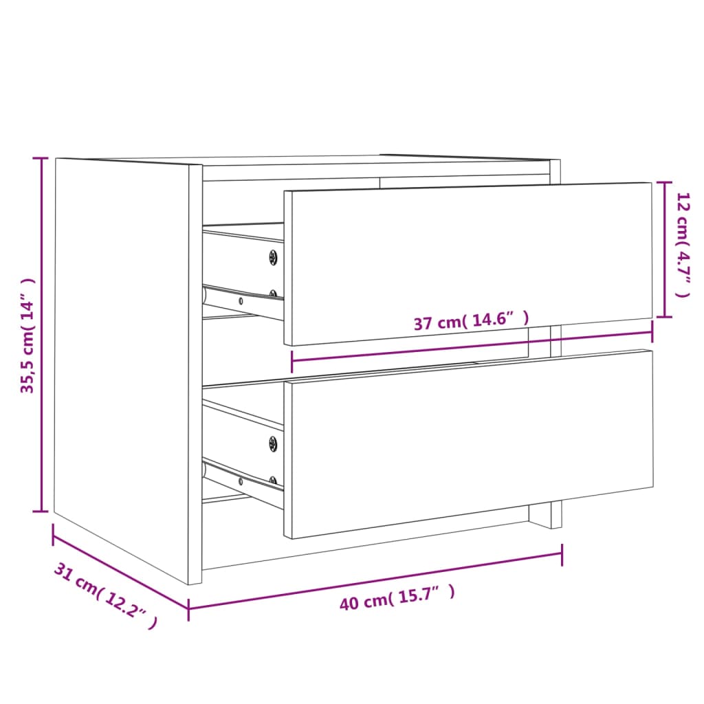 vidaXL Noční stolky 2 ks 40 x 31 x 35,5 cm masivní borové dřevo