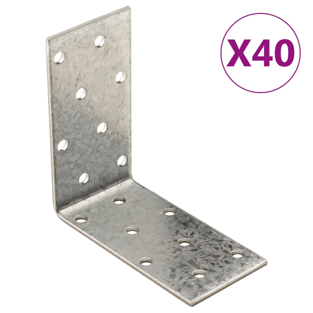 VidaXL Úhlové konzoly 40 ks 2 mm 80 x 40 x 80 mm pozinkovaná ocel