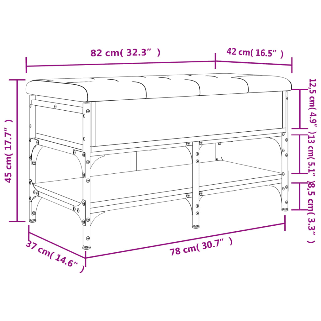 vidaXL Lavice s botníkem hnědý dub 82 x 42 x 45 cm kompozitní dřevo