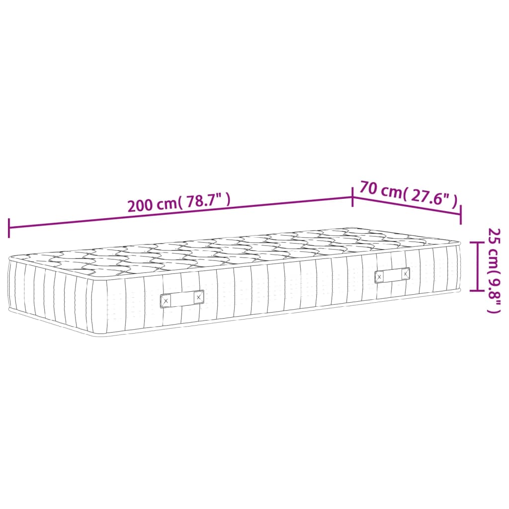 vidaXL Taštičková pružinová matrace středně tvrdá 70 x 200 cm