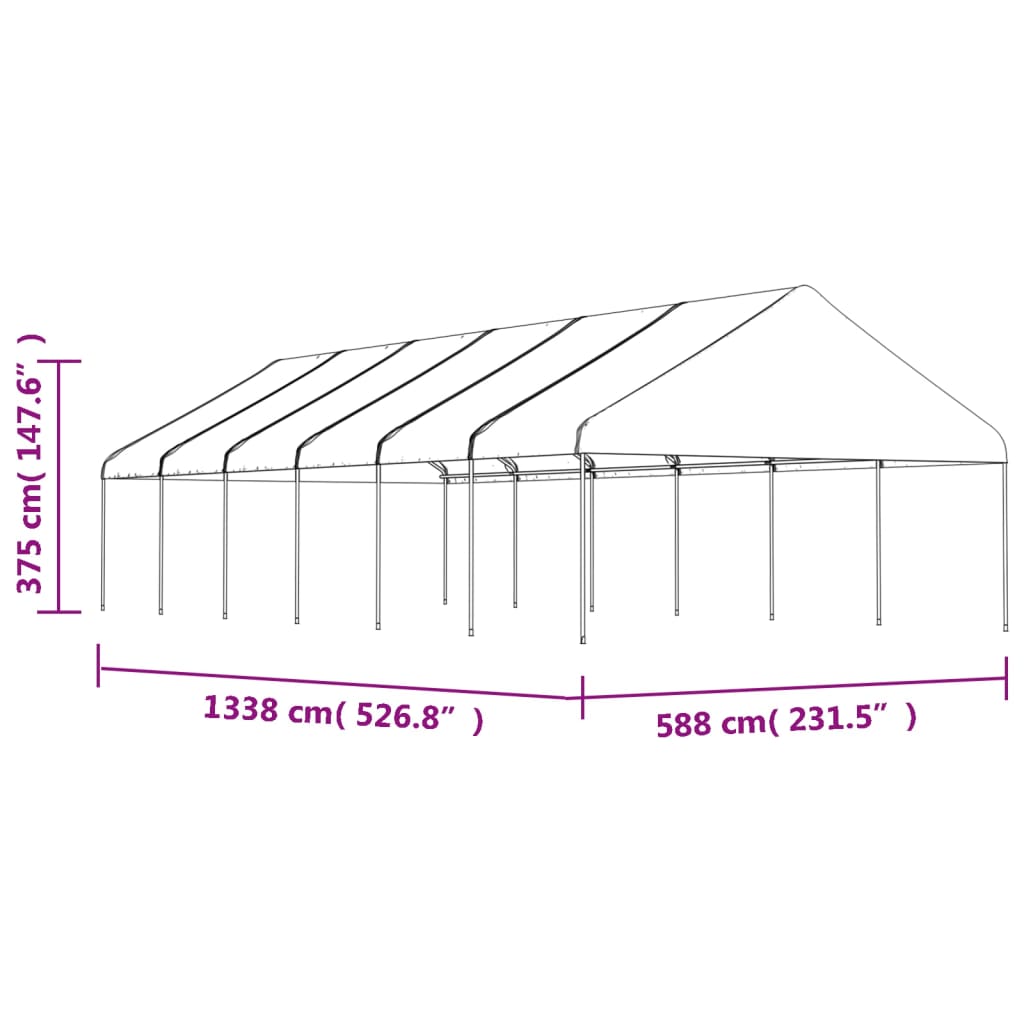 vidaXL Altán se střechou bílý 13,38 x 5,88 x 3,75 m polyethylen