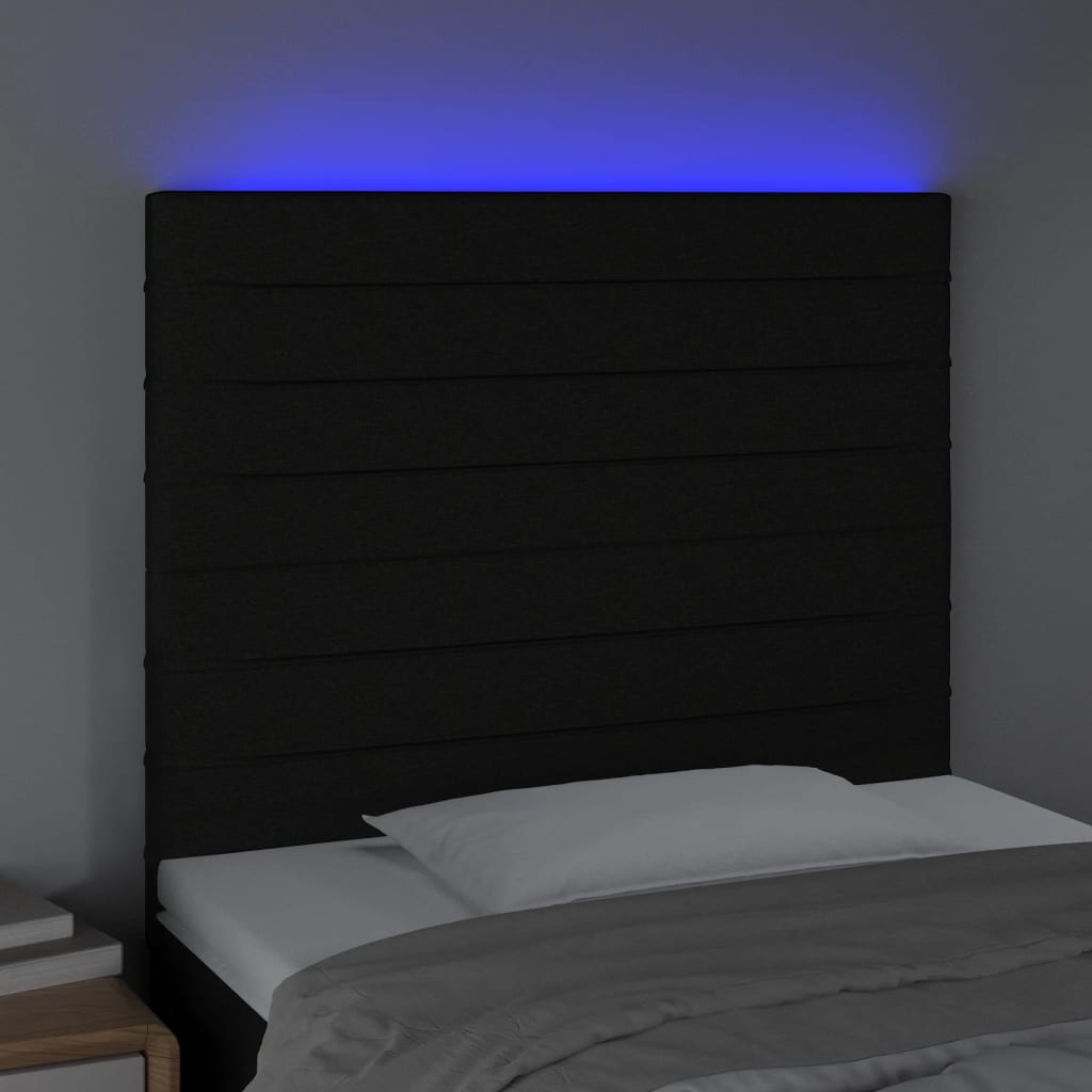 vidaXL Čelo postele s LED černé 100x5x118/128 cm textil