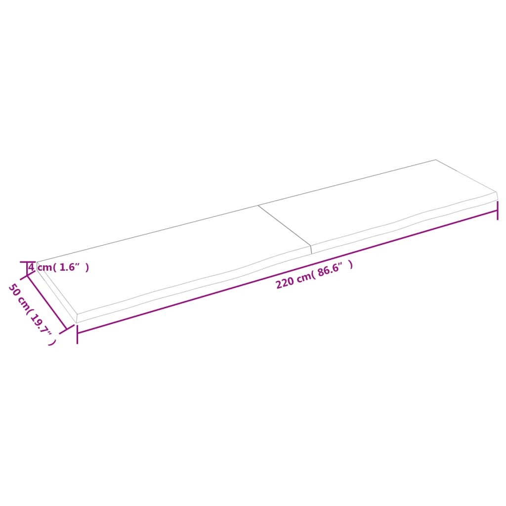 vidaXL Koupelnová deska tmavě hnědá 220x50x(2-4) cm ošetřený masiv