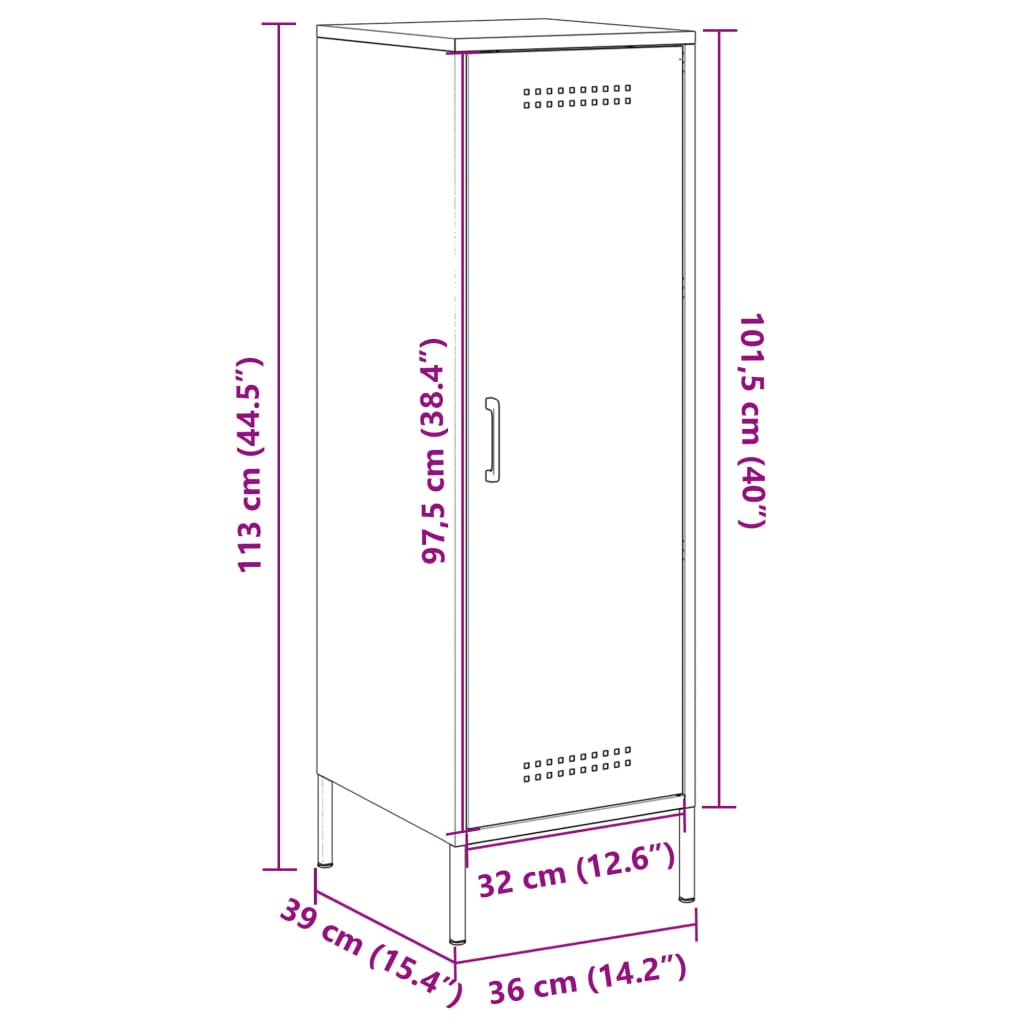 vidaXL Skříň highboard hořčicově žlutá 36 x 39 x 113 cm ocel