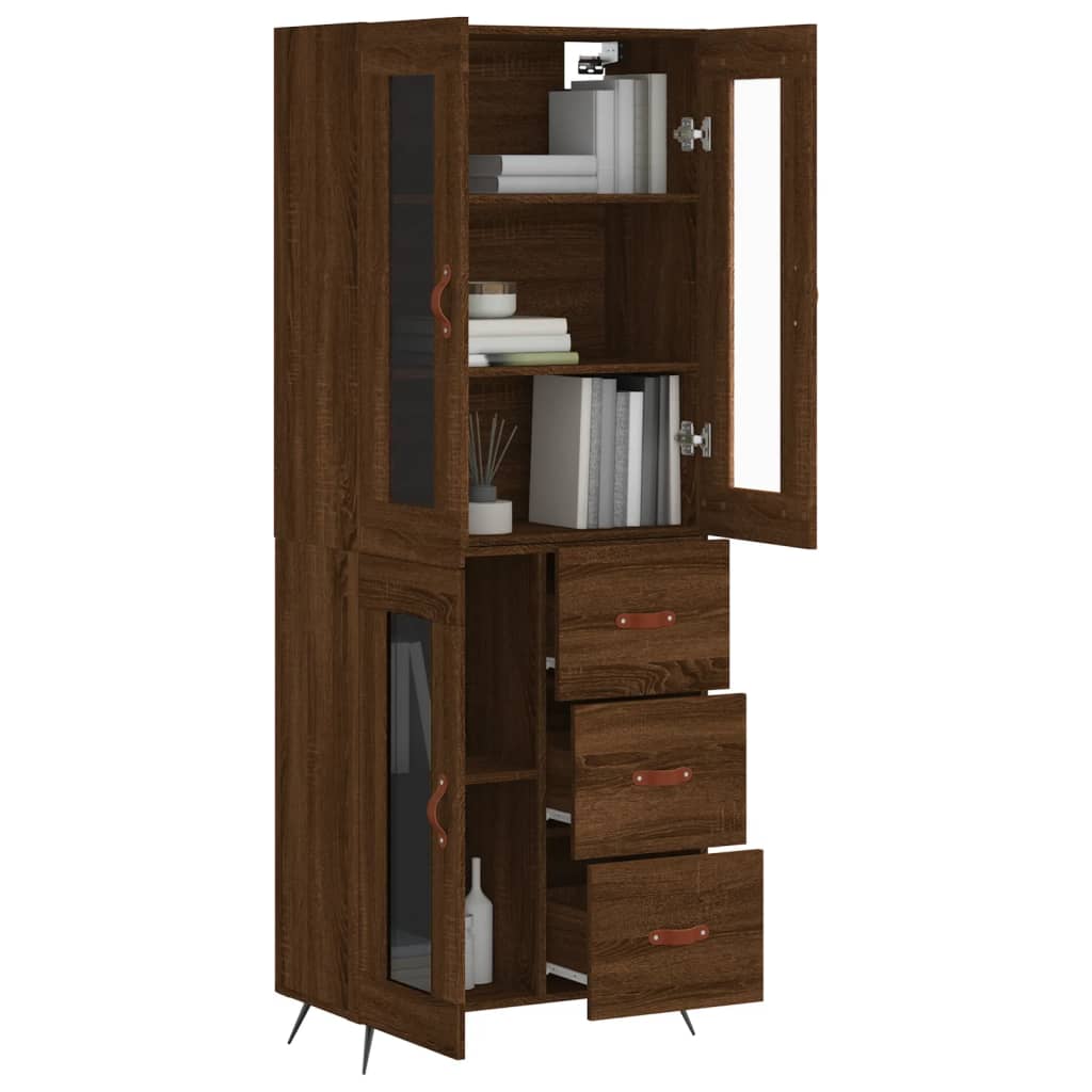 vidaXL Skříň highboard hnědý dub 69,5 x 34 x 180 cm kompozitní dřevo