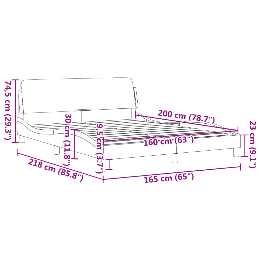 vidaXL Rám postele s čelem černý a bílý 160 x 200 cm umělá kůže