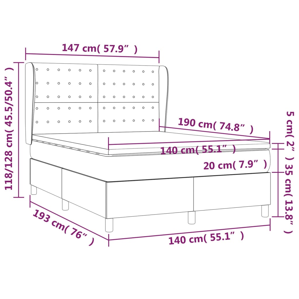 vidaXL Box spring postel s matrací černá 140 x 190 cm samet