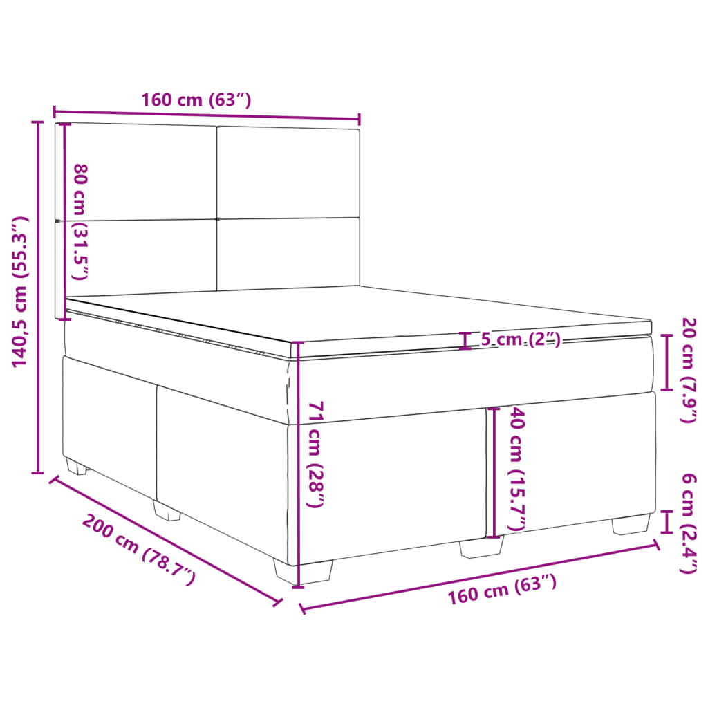 vidaXL Box spring postel s matrací modrá 160 x 200 cm samet