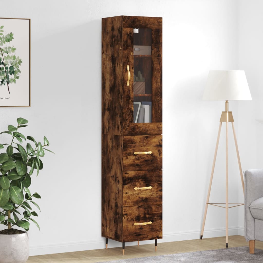 vidaXL Skříň highboard kouřový dub 34,5 x 34 x 180 cm kompozitní dřevo