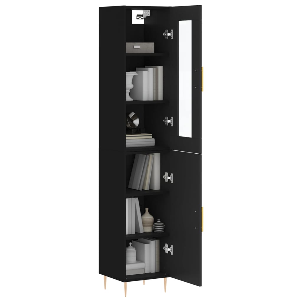 vidaXL Skříň highboard černá 34,5 x 34 x 180 cm kompozitní dřevo