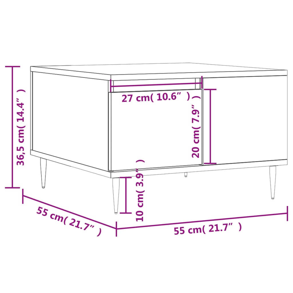 vidaXL Konferenční stolek černý 55 x 55 x 36,5 cm kompozitní dřevo