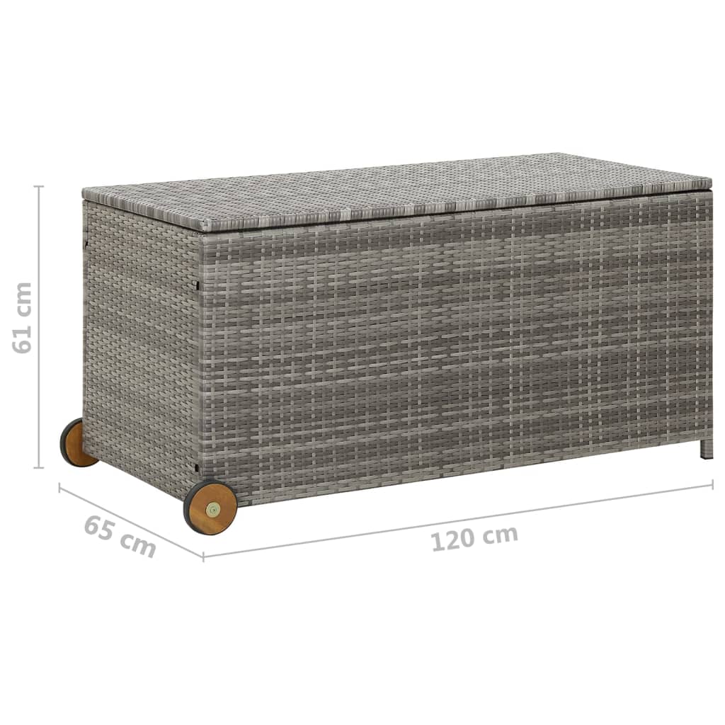 vidaXL Zahradní úložný box světle šedý 120 x 65 x 61 cm polyratan