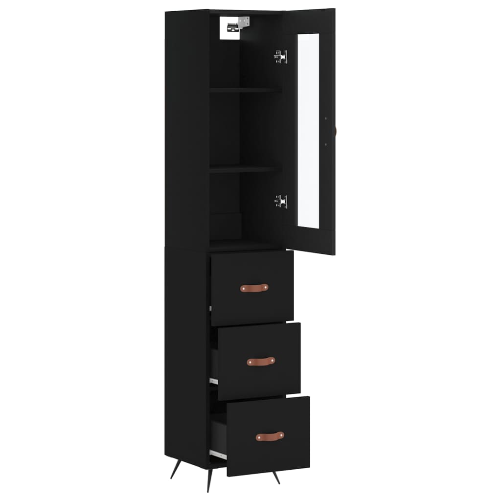 vidaXL Skříň highboard černá 34,5 x 34 x 180 cm kompozitní dřevo