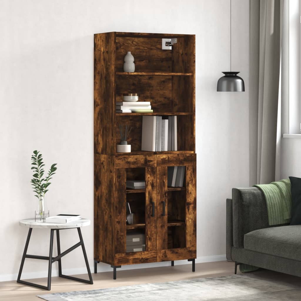 vidaXL Skříň highboard kouřový dub 69,5 x 34 x 180 cm kompozitní dřevo