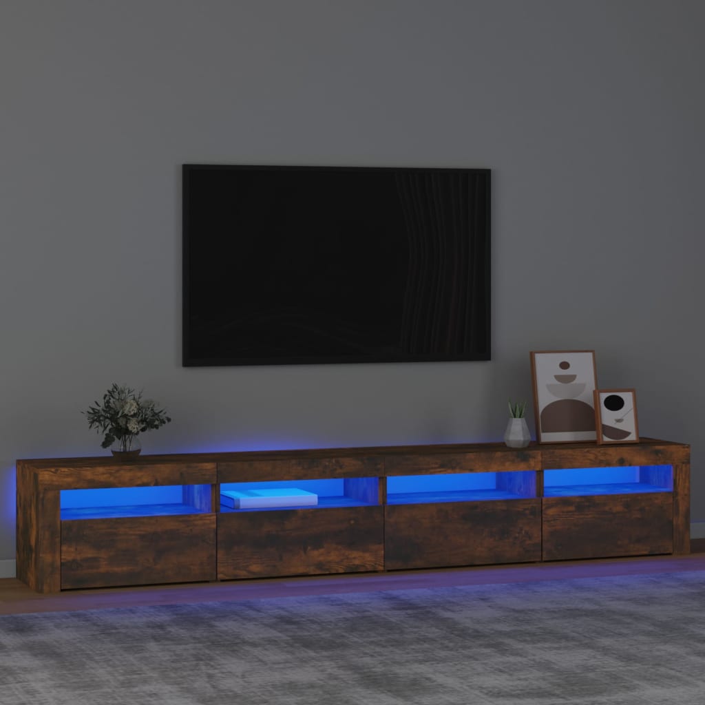 vidaXL TV skříňka s LED osvětlením kouřový dub 240x35x40 cm