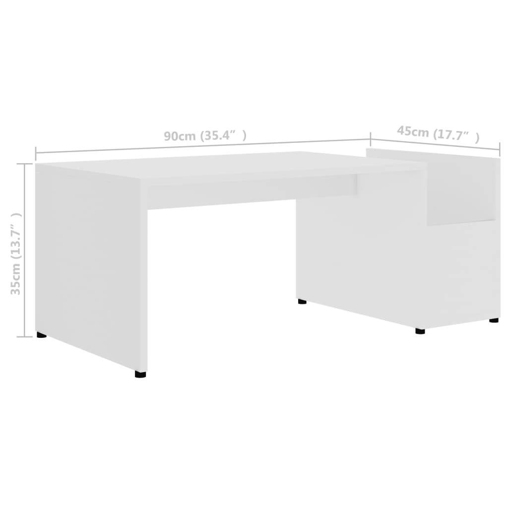 vidaXL Konferenční stolek bílý 90 x 45 x 35 cm kompozitní dřevo