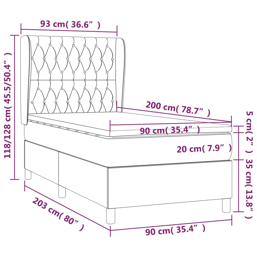 vidaXL Box spring postel s matrací světle šedá 90x200 cm textil