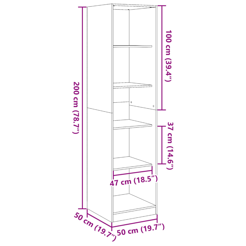 vidaXL Šatní skříň dub sonoma 50 x 50 x 200 cm kompozitní dřevo