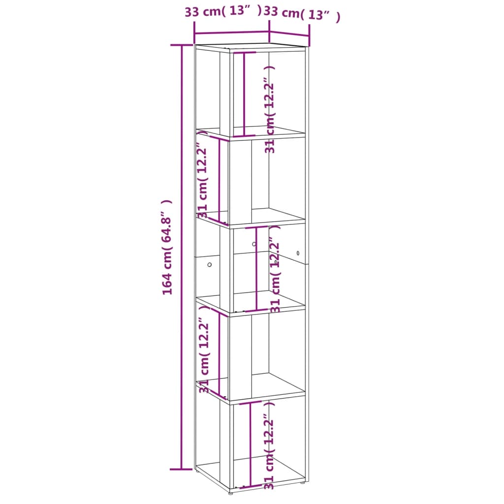 vidaXL Rohová skříňka bílá vysoký lesk 33x33x164,5 cm kompozitní dřevo