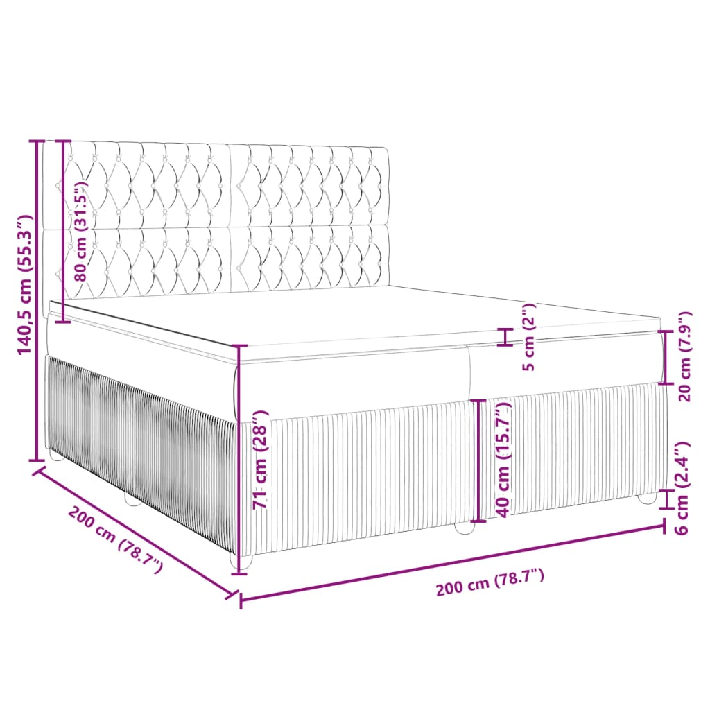 vidaXL Box spring postel s matrací tmavě hnědá 200x200 cm textil