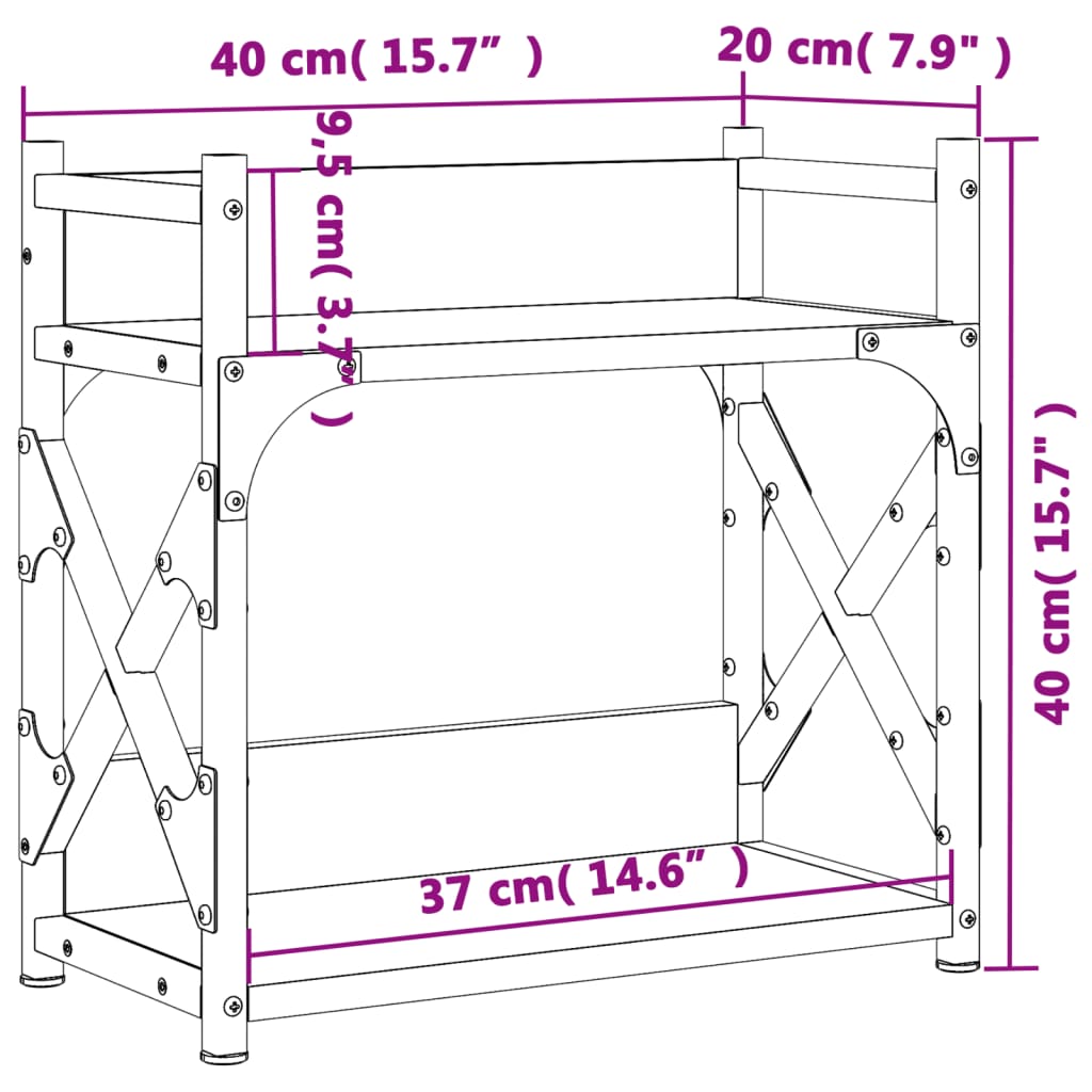 vidaXL Stojan na tiskárnu 2patrový hnědý dub 40 x 20 x 40 cm kompozit